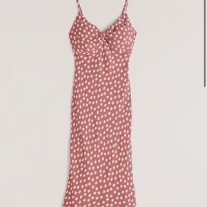 Pink Polka Dot Abercrombie & Fitch Midi Dress